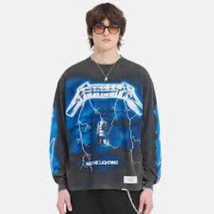 Represent Metallica Ride The Lightning Long Sleeve T-Shirt Vintage Grey Size XXL